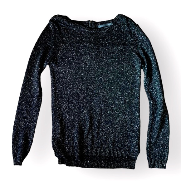 Nicole Benisti XL Sparkly crew neck black long sleeve thin sweater - Picture 1 of 9